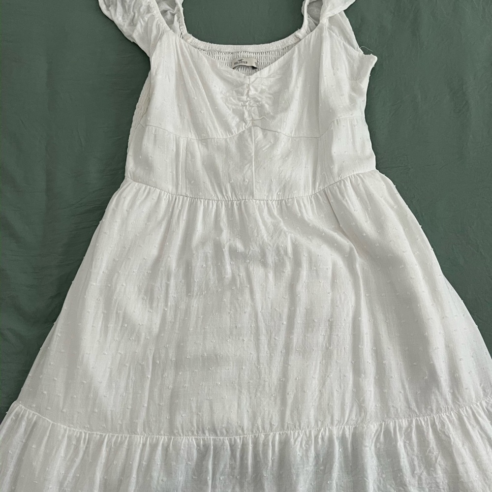 Hollister White Tiered Flutter Sleeve Sundress